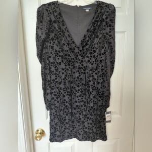 Tommy Hilfiger Black Floral-Print Long Sleeve Wrap Dress